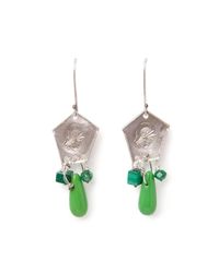 Tinsel - Multicolor Silver And Green Soldier Imprint Earrings - Lyst