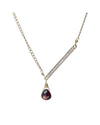 Nadean Designs - Metallic Opal Diamond Bar Asymmetrical Minimalist Necklace - Lyst
