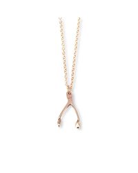Hilary&June - Metallic 9kt White Gold Lucky Wishbone Necklace - Lyst