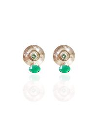 Jane North - Multicolor Targe Stud Earrings In 18kt Yellow Gold Vermeil With Green Onyx And Peridot - Lyst