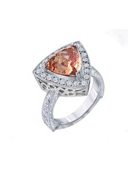 Dallas Prince Designs - Multicolor "tesoro" Ring With Rare Vivid Peach "malaya" Garnet And Diamonds - Lyst