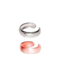 Dutch Basics - Multicolor Pair Small Ear Cuffs In Silver & Rose Plating - Lyst