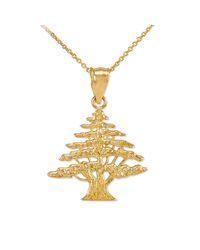 QP Jewellers - Metallic Cedar Tree Of Lebanon Charm Pendant Necklace 9kt Gold - Lyst