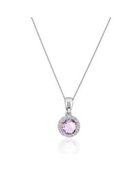 Nehita Jewelry - Metallic White Gold Diamond Amethyst Birthstone Pendant - Lyst