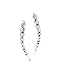 Akillis - Metallic 18kt White Gold Half Set Diamond Python Pendant Earrings - Lyst