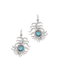 London Road Jewellery - Portobello White Gold Blue Zircon Peacock Drop Earrings - Lyst