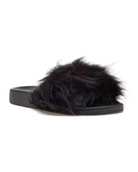 J/Slides - Sophie Black Faux Fur Slide - Lyst