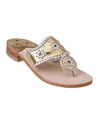 Jack Rogers - Metallic Thong Sandal Silver/gold Leather - Lyst