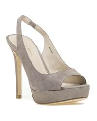 Pelle Moda - Multicolor Oana Slingback Platform Sandal Taupe Shimmer Suede - Lyst
