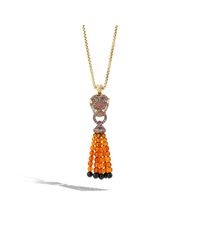 John Hardy | Orange Macan Tassle Pendant Necklace With Gemstone And Diamonds | Lyst