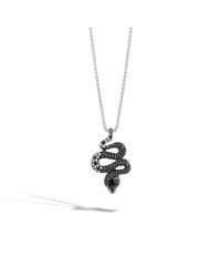John Hardy | Metallic Cobra Pendant Necklace With Black Chalcedony | Lyst