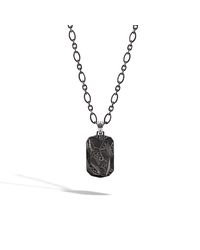 John Hardy | Classic Chain Dog Tag Pendant Necklace With Black Sapphire for Men | Lyst