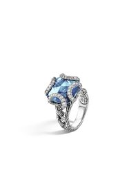 John Hardy | Classic Chain Ring With London Blue Topaz And Diamonds | Lyst