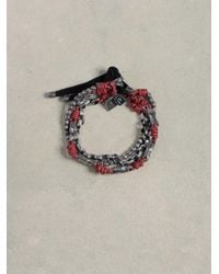 John Varvatos | Red Leather & Silver Mix Bracelet for Men | Lyst