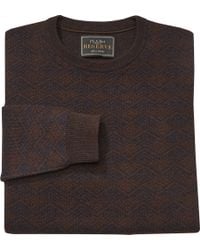 Jos. A. Bank Brown Reserve Collection Shadow Crewneck Sweater - Big & Tall Clearance for men