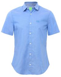 BOSS Green Blue Regular Fit Short Sleeve C-busterino Shirt for men