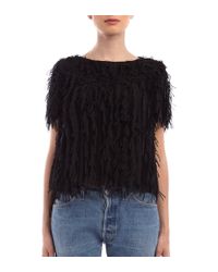 Marco De Vincenzo - Shredded Chiffon Black Crop Top - Lyst