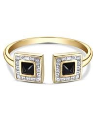 SHAY - Metallic Double Onyx Open Ring - Lyst