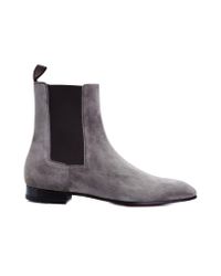 Christian Louboutin - Gray Roadie Grey Suede Ankle Boot - Lyst