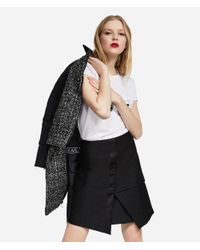 Karl Lagerfeld - Black Metallic Cotton Twill Skirt - Lyst