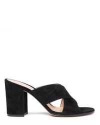 Gianvito Rossi | Black Open Toe Suede Sandals | Lyst