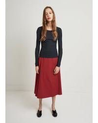 Lemaire Red Wrap Over Cotton Poplin Skirt