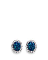 CZ by Kenneth Jay Lane | Blue Opalescent Cubic Zirconia Oval Cabochon Stud Earrings | Lyst