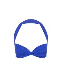 Norma Kamali | Blue 'bill' Shirred High Waist Bikini Bottoms | Lyst