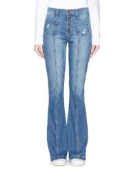 Current/Elliott | Blue 'the Judy Flare' High Waist Distressed Denim Pants | Lyst