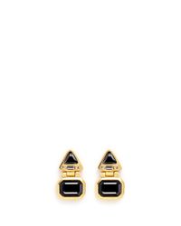 Kenneth Jay Lane | Black Glass Stone Gold Plated Hinged Drop Earrings | Lyst