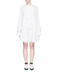 Roksanda | White 'hecla' Ruffle Trim Bow Cuff Poplin Dress | Lyst