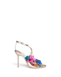 Sophia Webster | Multicolor 'hula' Flower Embellished Mirror Leather Sandals | Lyst