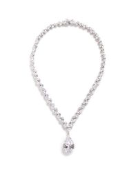 CZ by Kenneth Jay Lane White Cubic Zirconia Pear Pendant Necklace