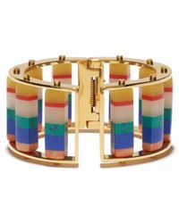 Lele Sadoughi - Blue Striped Hinged Barrel Slider Bracelet - Lyst
