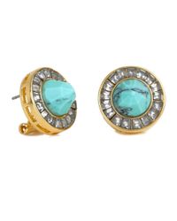 Lele Sadoughi - Blue Crystal Token Stud Earrings - Lyst