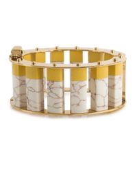 Lele Sadoughi - Metallic 14k Plated Howlite & Marble Hinge Bangle - Lyst