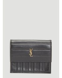 Saint Laurent Crinkled Victoire Wallet In Black