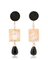 Anna E Alex | Black Snake & Apple Cameo Earrings | Lyst