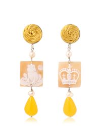 Anna E Alex | Yellow Frog & Crown Cameo Earrings | Lyst