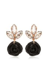 Mawi | Black Rose & Crystal Drop Earrings | Lyst
