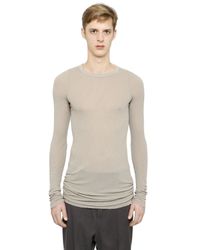 Rick Owens | Natural Ribbed Viscose & Silk T-shirt for Men | Lyst