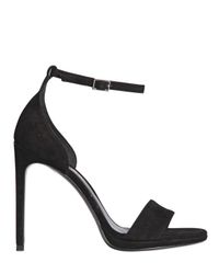 Saint Laurent | Black Jane Suede Sandals | Lyst