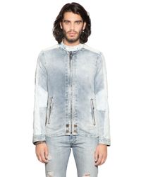 DIESEL | Blue Washed Denim Effect Cotton Jacket for Men | Lyst