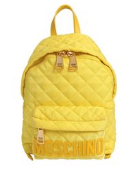 Moschino | Yellow Small Logo Quilted Nylon Backpack | Lyst
