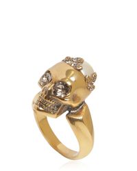 Alexander McQueen | Metallic Skull Ring W/ Swarovski Pearl | Lyst