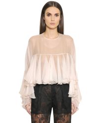 Philosophy Di Lorenzo Serafini | White Ruffled Sheer Silk Chiffon Top | Lyst