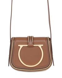 Ferragamo | Brown Large Sabine Stitched Leather Bag | Lyst