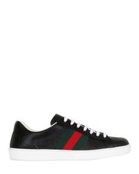 Gucci | Black Ace Signature Leather Sneakers for Men | Lyst