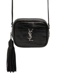 Saint Laurent | Black Monogram Blogger Croc Embossed Bag | Lyst