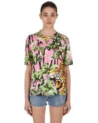 KENZO Green Bamboo Tiger Printed Cotton T-shirt